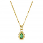 Chroma pendant Pear cut, Green, Gold-tone plated