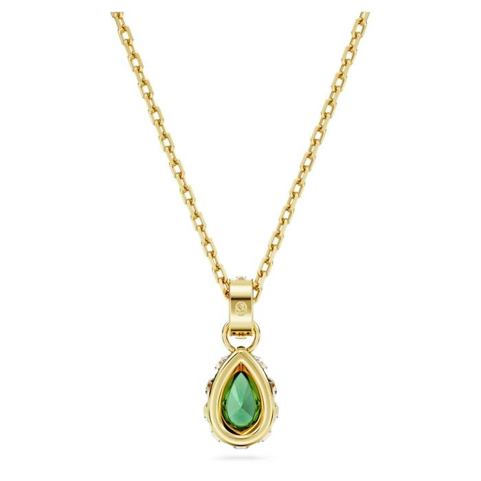 Chroma pendant Pear cut, Green, Gold-tone plated