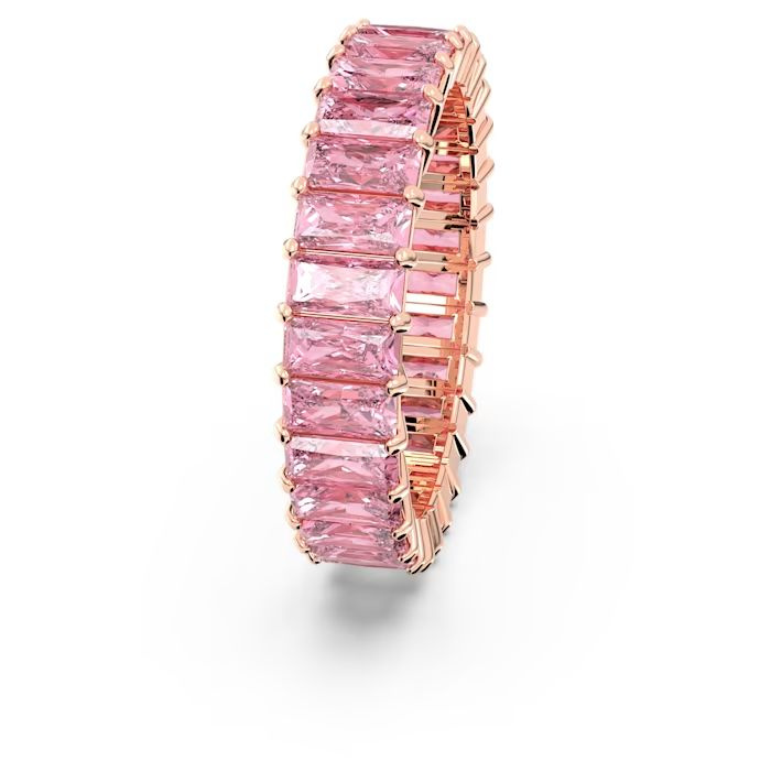 Matrix ring Baguette cut, Pink, Rose gold-tone plated