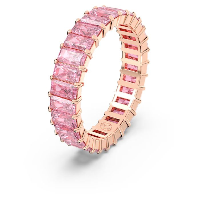 Matrix ring Baguette cut, Pink, Rose gold-tone plated