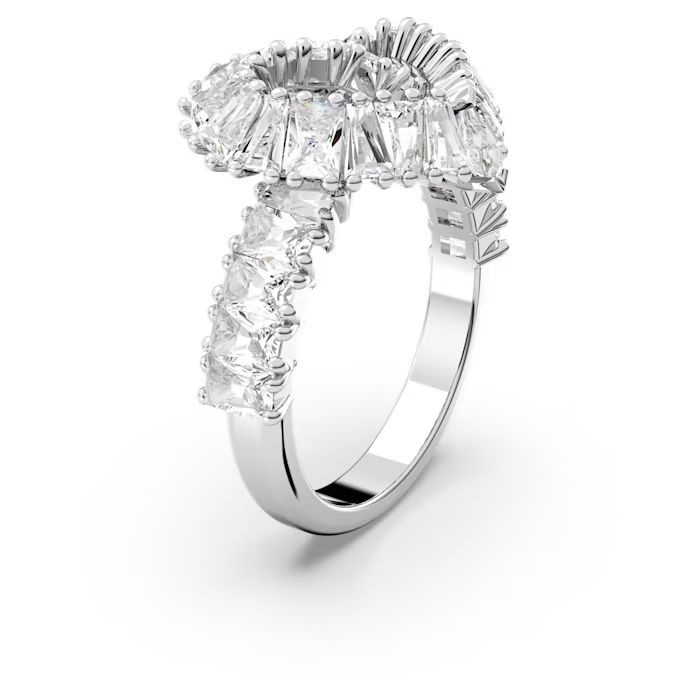Matrix cocktail ring Mixed cuts, Heart, White, Rhodium plated