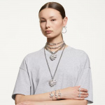 Matrix cocktail ring Mixed cuts, Heart, White, Rhodium plated