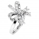 Volta cocktail ring Bow, Small, White, Rhodium plated