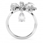 Volta cocktail ring Bow, Small, White, Rhodium plated