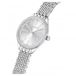 Attract watch Swiss Made, Full pavé, Metal bracelet, Silver tone, Stainless steel