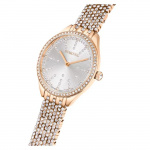 Attract watch Swiss Made, Full pavé, Metal bracelet, Rose gold tone, Rose gold-tone finish