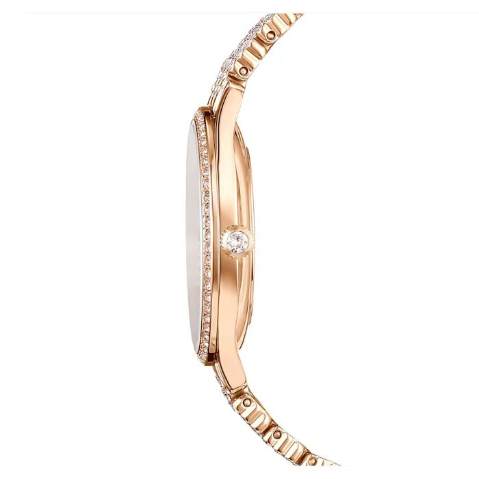 Attract watch Swiss Made, Full pavé, Metal bracelet, Rose gold tone, Rose gold-tone finish