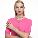 Matrix hoop earrings Baguette cut, Pink, Rose gold-tone plated