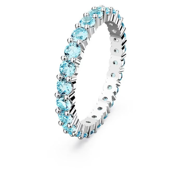 Matrix ring Round cut, Blue, Rhodium plated