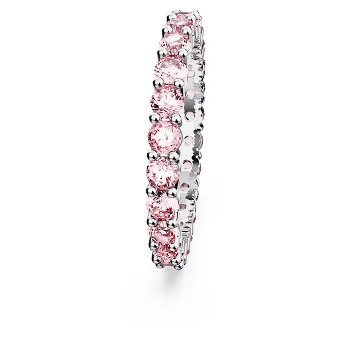 Matrix ring Round cut, Pink, Rhodium plated