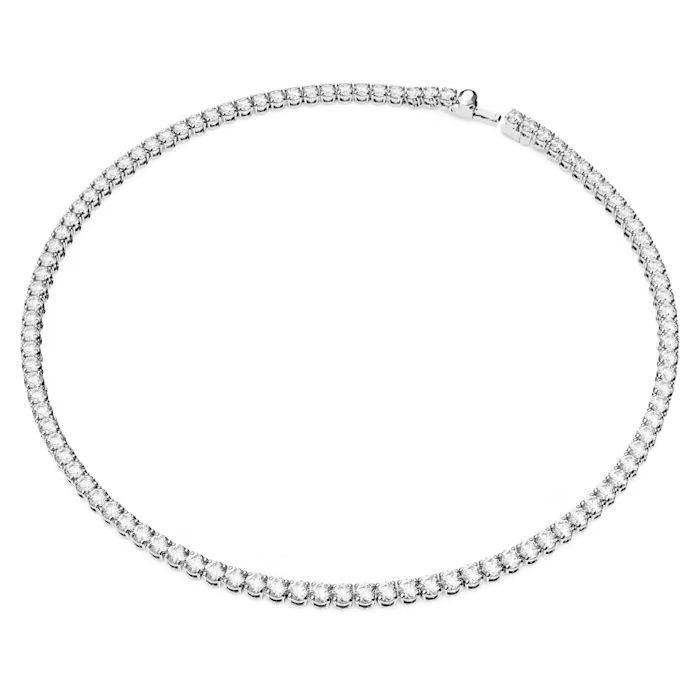 Matrix Tennis necklace Round cut, Small, White, Rhodium plated
