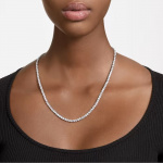 Matrix Tennis necklace Round cut, Small, White, Rhodium plated