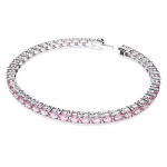 Matrix Tennis bracelet Round cut, Small, Pink, Rhodium plated