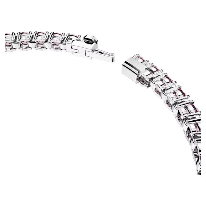 Matrix Tennis bracelet Round cut, Small, Pink, Rhodium plated