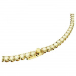 Matrix Tennis necklace Round cut, Small, Yellow, Gold-tone plated