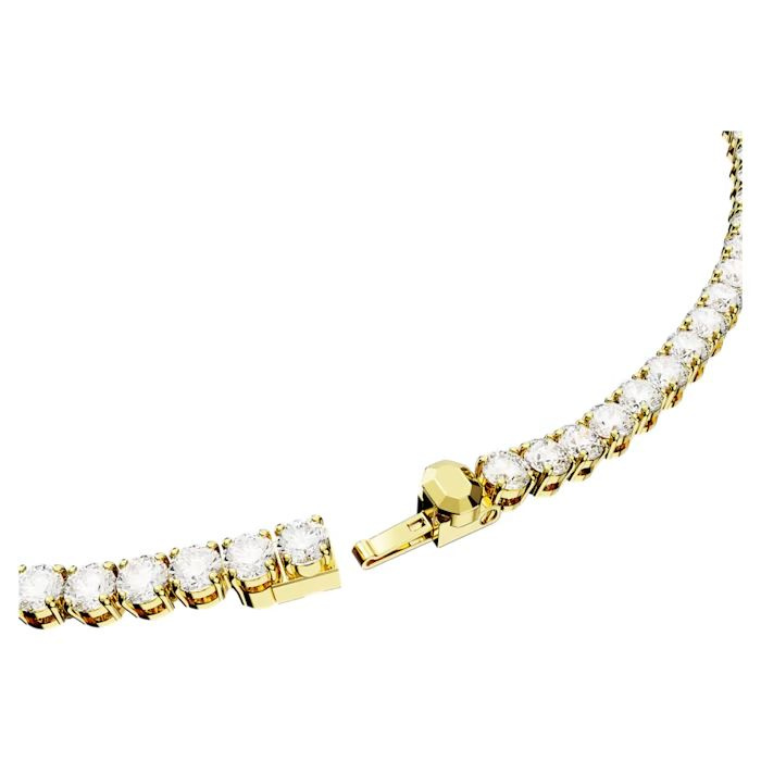 Matrix Tennis necklace Round cut, Small, White, Gold-tone plated