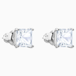 Stilla Attract stud earrings Square cut, White, Rhodium plated