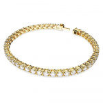 Matrix Tennis bracelet Round cut, Small, White, Gold-tone plated