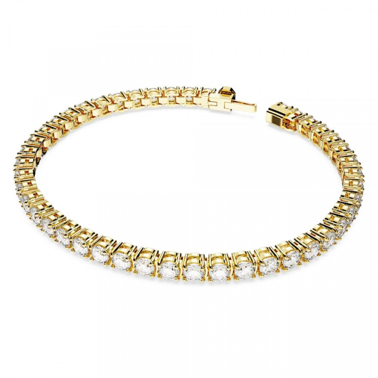 Matrix Tennis bracelet Round cut, Small, White, Gold-tone plated