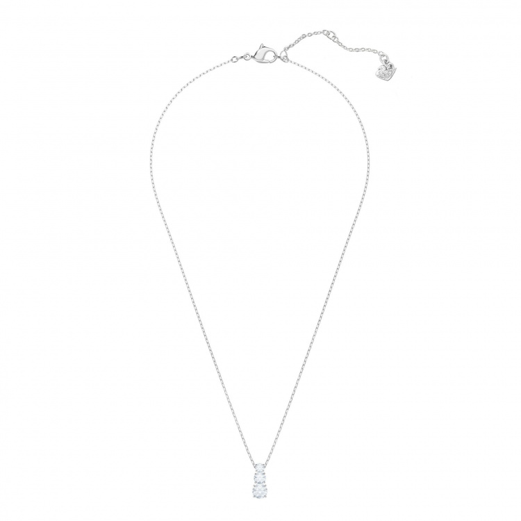 Stilla Attract pendant Round cut, White, Rhodium plated