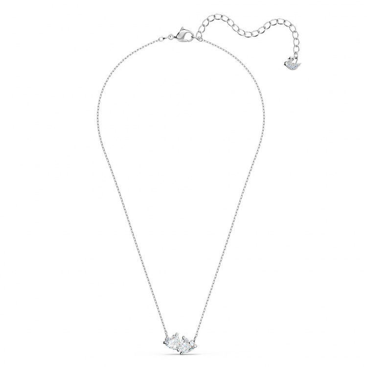 Mesmera necklace Heart, White, Rhodium plated