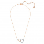 Hyperbola necklace Infinity and heart, White, Mixed metal finish