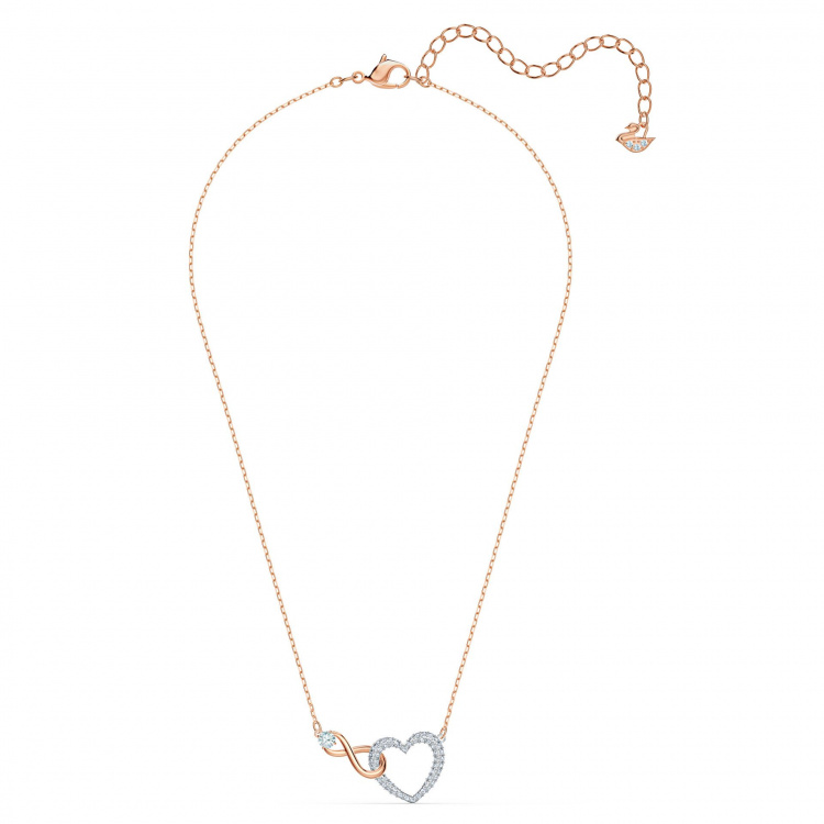 Hyperbola necklace Infinity and heart, White, Mixed metal finish