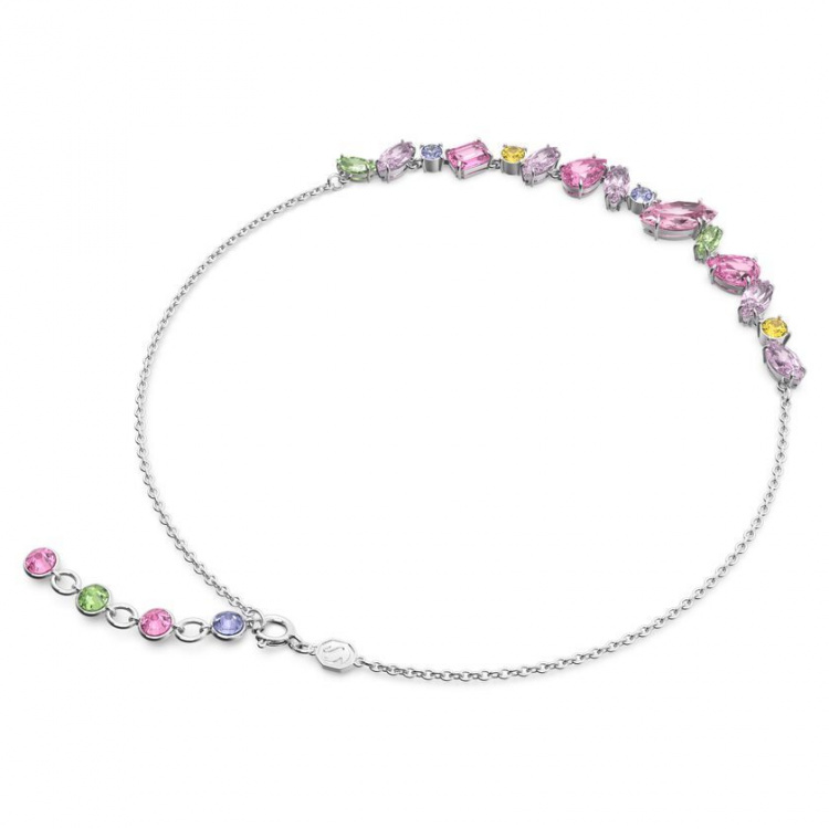 Gema necklace Mixed cuts, Multicolored, Rhodium plated