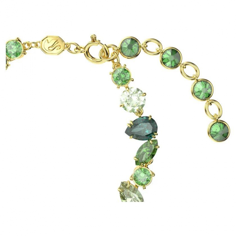 Gema bracelet Mixed cuts, Green, Gold-tone plated