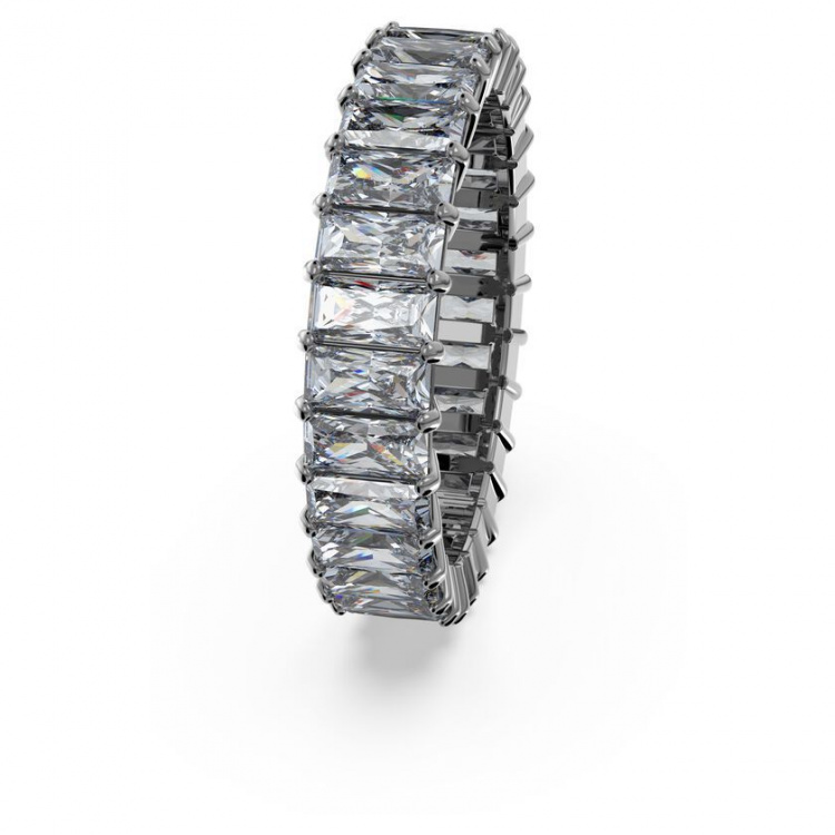 Matrix ring Baguette cut, Gray, Ruthenium plated