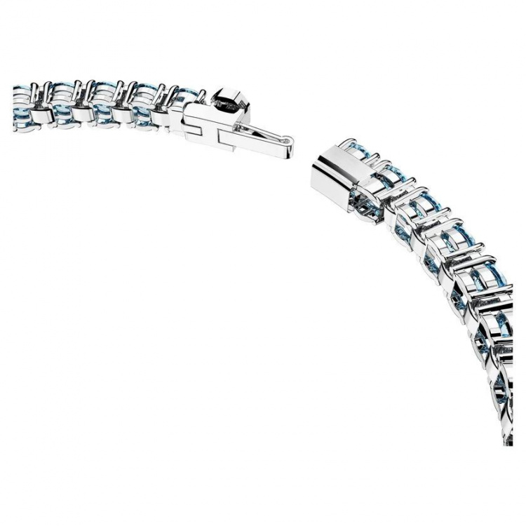 Matrix Tennis bracelet Round cut, Blue, Rhodium plated