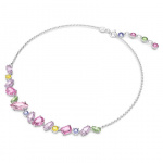 Gema necklace Mixed cuts, Multicolored, Rhodium plated