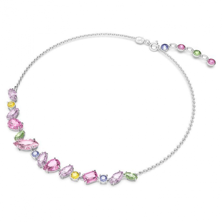 Gema necklace Mixed cuts, Multicolored, Rhodium plated