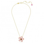 Idyllia pendant Flower, Small, Pink, Gold-tone plated