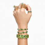 Gema bracelet Mixed cuts, Green, Gold-tone plated
