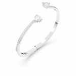 Mesmera bangle Heart, White, Rhodium plated