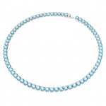 Matrix Tennis necklace Round cut, Medium, Blue, Rhodium plated