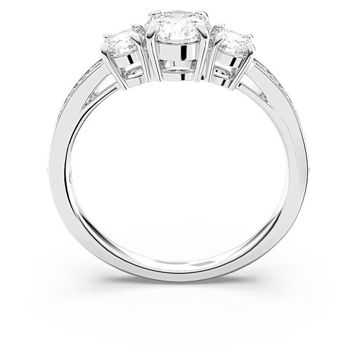Stilla Attract ring Round cut, White, Silver-tone finish