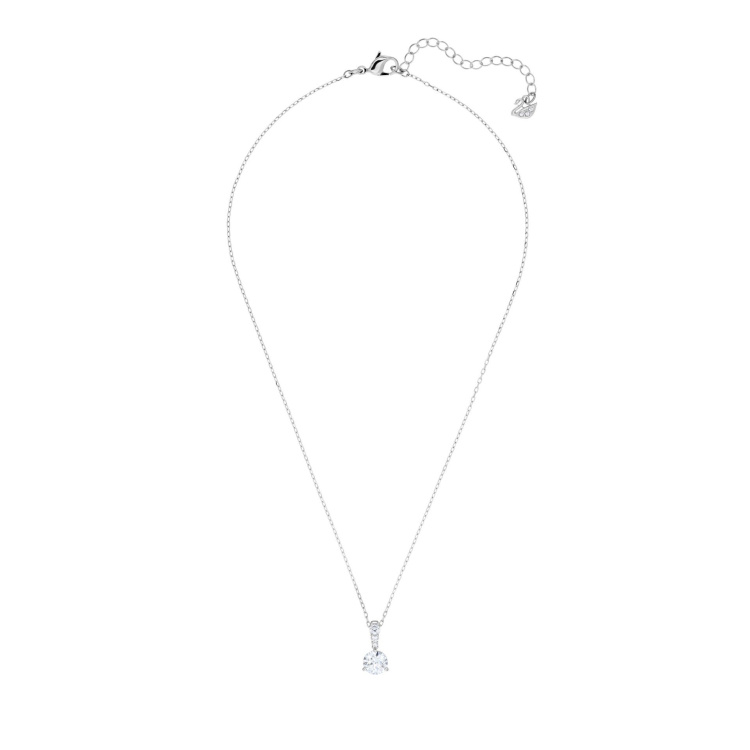Stilla pendant Round cut, White, Rhodium plated