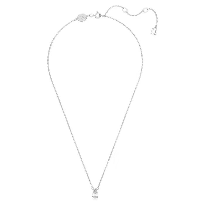 Stilla pendant Pear cut, White, Rhodium plated
