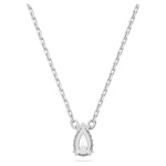 Stilla pendant Pear cut, White, Rhodium plated