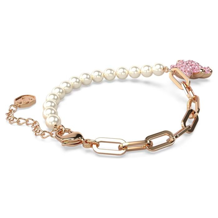 Teddy bracelet Bear, Pink, Rose gold-tone plated