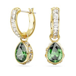 Chroma drop earrings Pear cut, Green, Gold-tone plated
