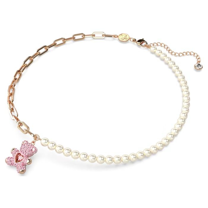 Teddy pendant Bear, Pink, Rose gold-tone plated