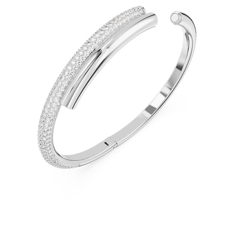 Dextera bangle White, Rhodium plated