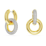 Dextera hoop earrings Interlocking loop, White, Gold-tone plated