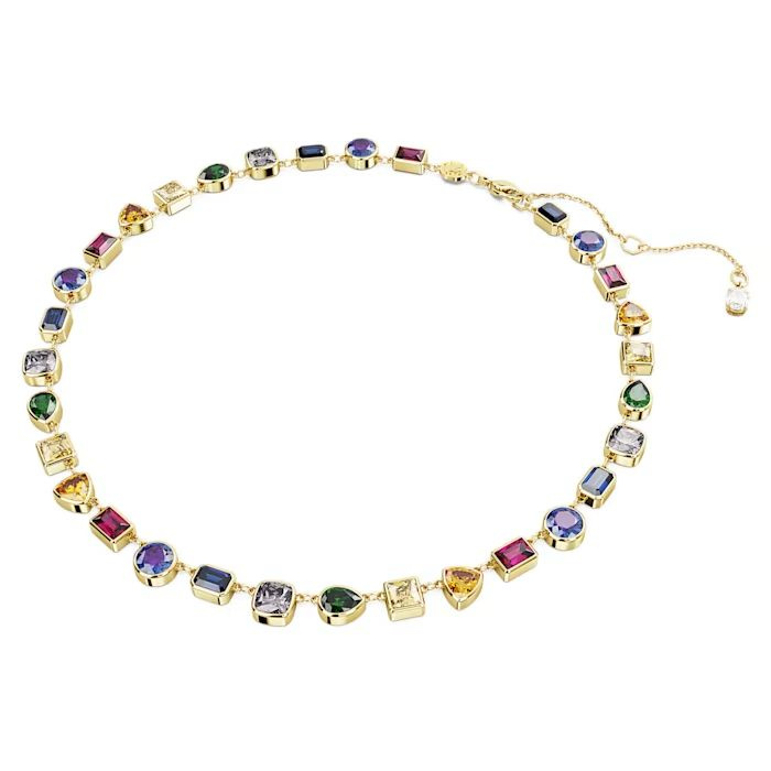 Imber Tennis necklace Mixed cuts, Multicolored, Gold-tone plated