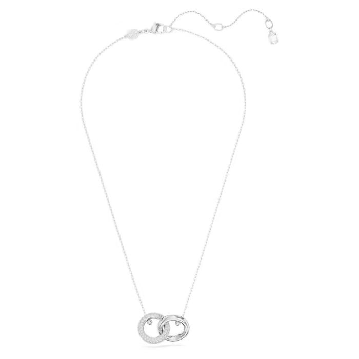Dextera pendant Interlocking loop, White, Rhodium plated