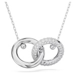 Dextera pendant Interlocking loop, White, Rhodium plated
