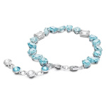 Gema bracelet Mixed cuts, Blue, Rhodium plated